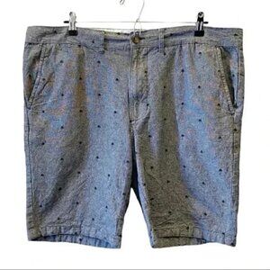 Urban Man Shorts Flat Front Chino Style Slim Fit Chambray Blue Size 38